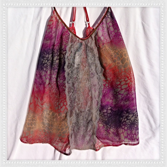 Free People Sheer Print Lace Tank