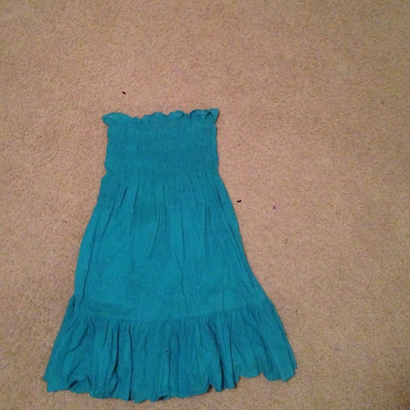 Aqua teal swim cover up strapless