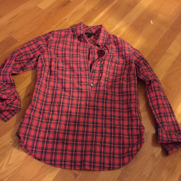 Jcrew plaid button red top