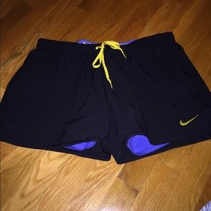 Nike dri fit running shorts black blue large