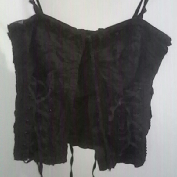 Tripp goth black ruffled corset shirt sz lg