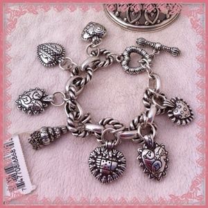 Heart Charm Silver Toggle Bracelet NWT