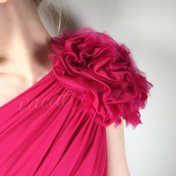 Tadashi Shoji Dark Pink One Shoulder Dress - Picture 3 of 4