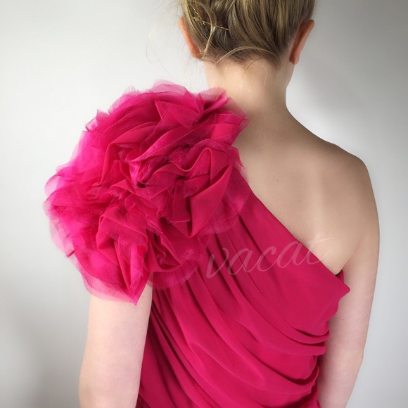 Tadashi Shoji Dark Pink One Shoulder Dress - Picture 4 of 4