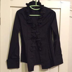Express black button up top size small