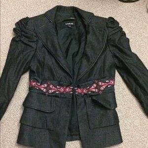 Bebe wool grey blazer with embroidery size 2