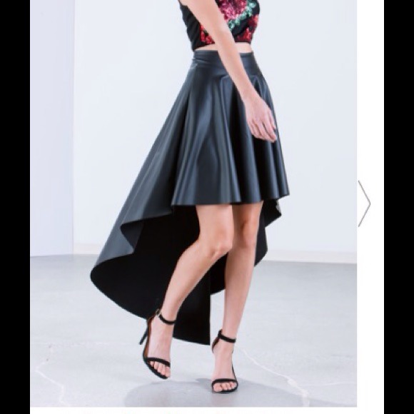 Hi-Low Faux Leather Skirt