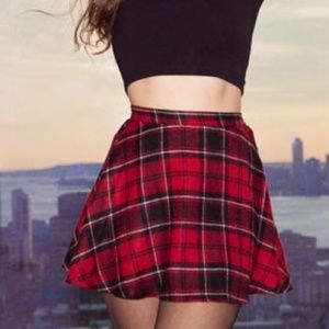 American Apparel Red Plaid Circle Skirt