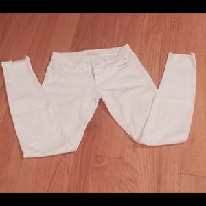 Mother denim white distressed jeans