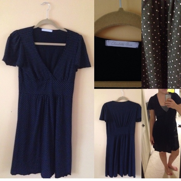 Navy Polka Dot Midi Dress