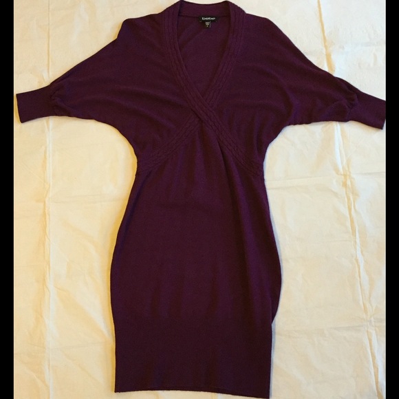 bebe dress purple 3/4 sleeve size S