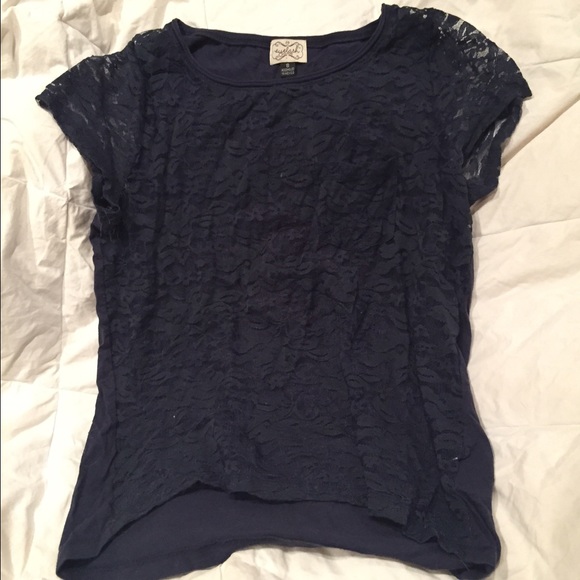 Navy Lace T-Shirt (with pocket!)