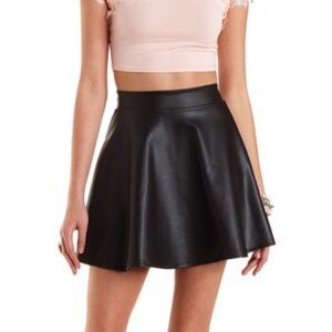 Faux leather skater skirt