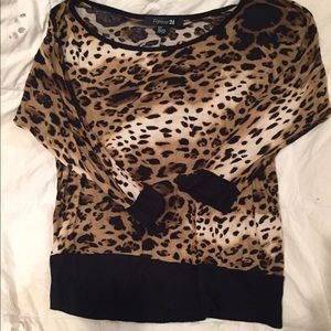 Leopard Print 3/4 Sleeve Top