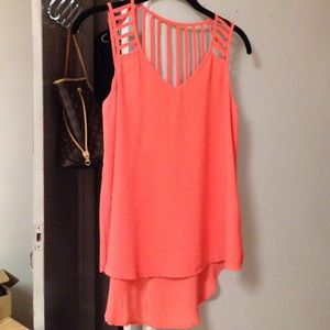 Bright orange chiffon blouse
