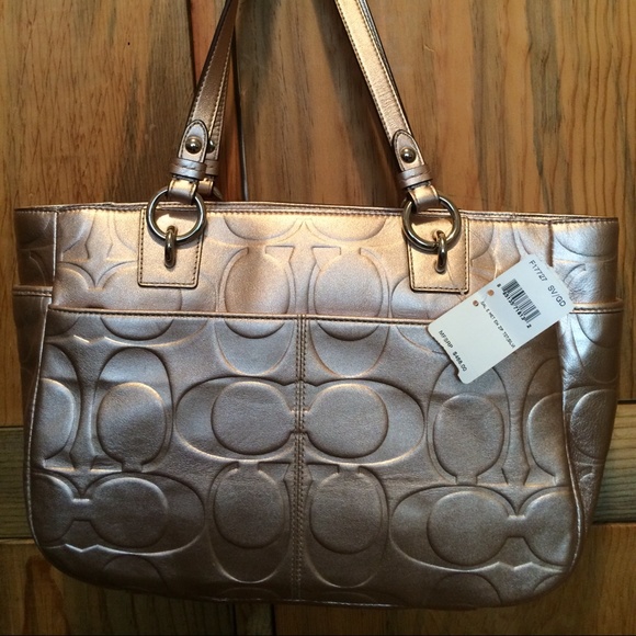NWT COACH Metallic Tote - Picture 3 of 4