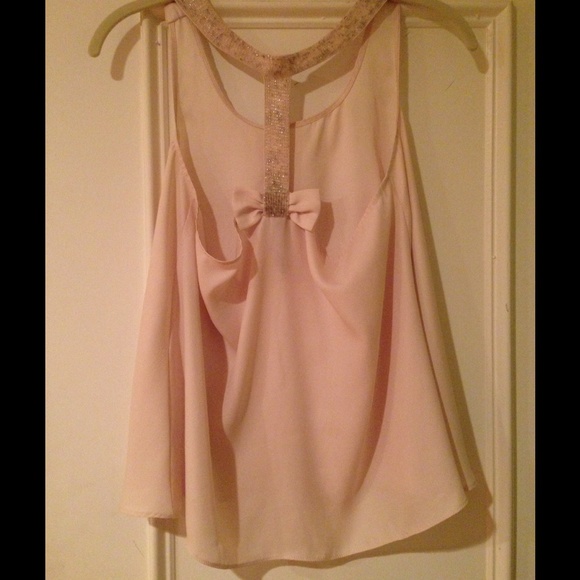 Beaded T Back Tank with Bow