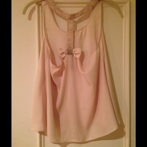 Beaded T Back Tank with Bow