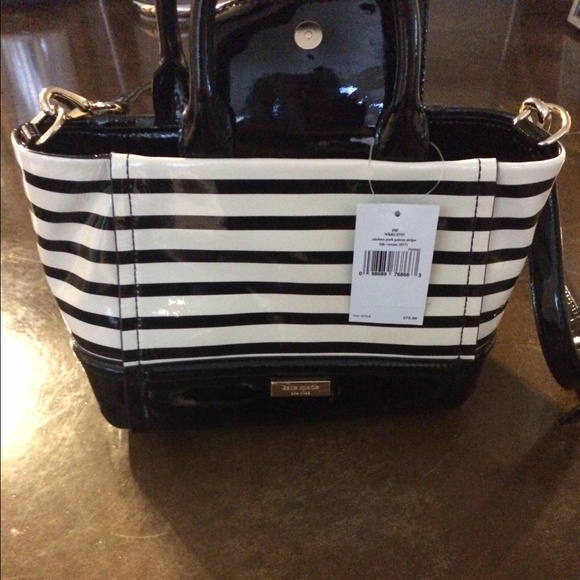 Kate Spade Chelsea Park Patent Stripe in Blk/Cream