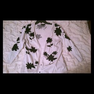 White and Black Floral Print Cardigan