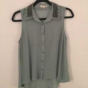 Studded collar shirt