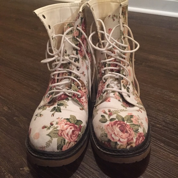 Floral Combat Boots - Picture 2 of 4