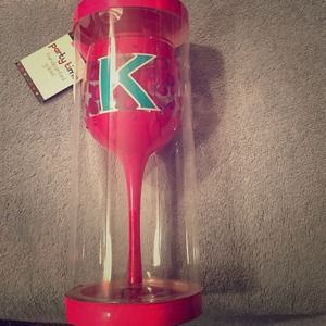 Hand painted K initial wine glass