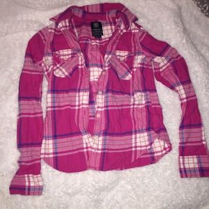 Pink flannel button up shirt