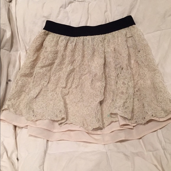 White & Gold Lace Full Skirt