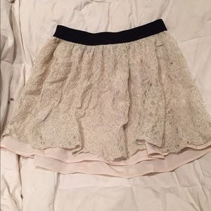 White & Gold Lace Full Skirt
