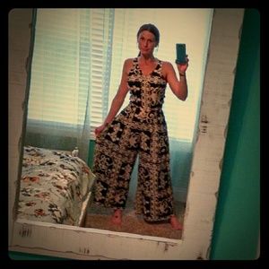 VINTAGE!!!! BLACK AND CREAM JUMPSUIT