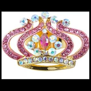 Princess Pink Rhinestone Adjustable Crown Ring