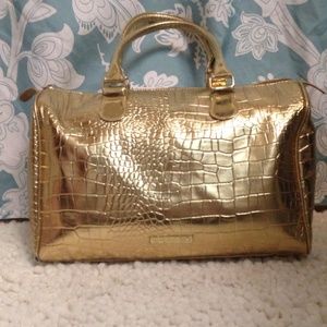 BCBGMAXAZRIA Gold "Alligator" Bowling Bag