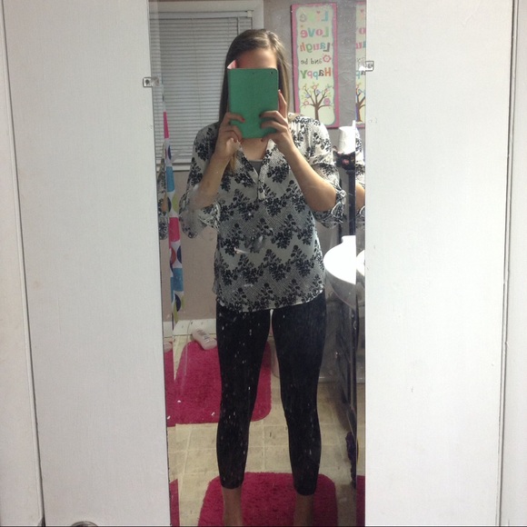 Black and white dressy shirt.