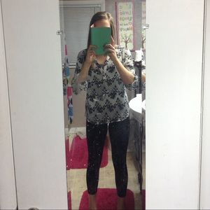 Black and white dressy shirt.