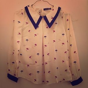 Collared umbrella print top