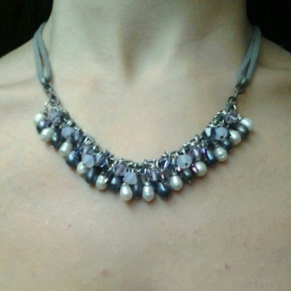 Handcrafted, Plums & Cream Bib Necklace - Picture 2 of 4