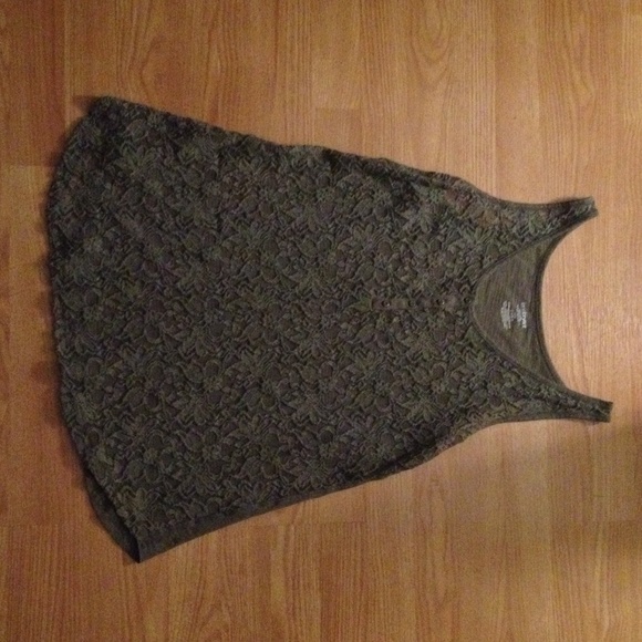 LANE BRYANT OLIVE GREEN LACE TOP