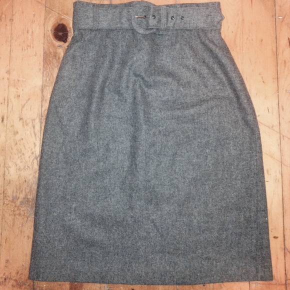 Gray High Waist Pencil Skirt - Picture 2 of 4