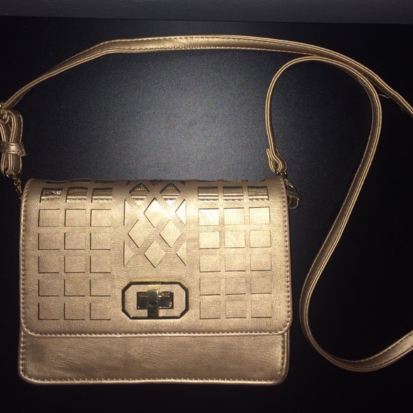 Gold cross body purse