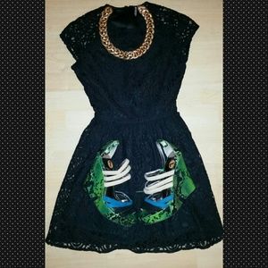 🎀CREAM, TEAL, BLACK AND GREEN SNAKESKIN WEDGE🎀