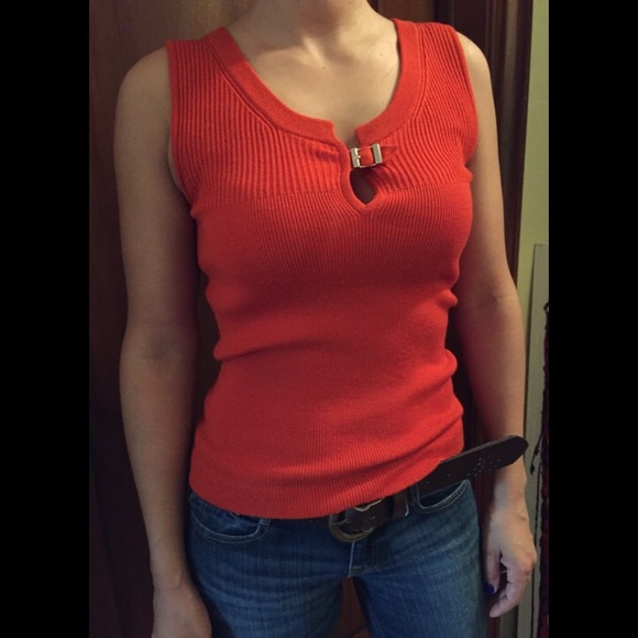 Orange Gucci stretch knit top