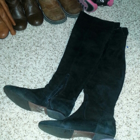 Over the knee boots black suede