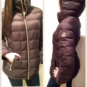Michael Kors Brown Puff Down Feather Coat