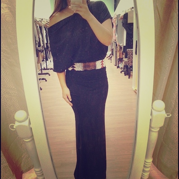 Off the shoulder long Black Dress