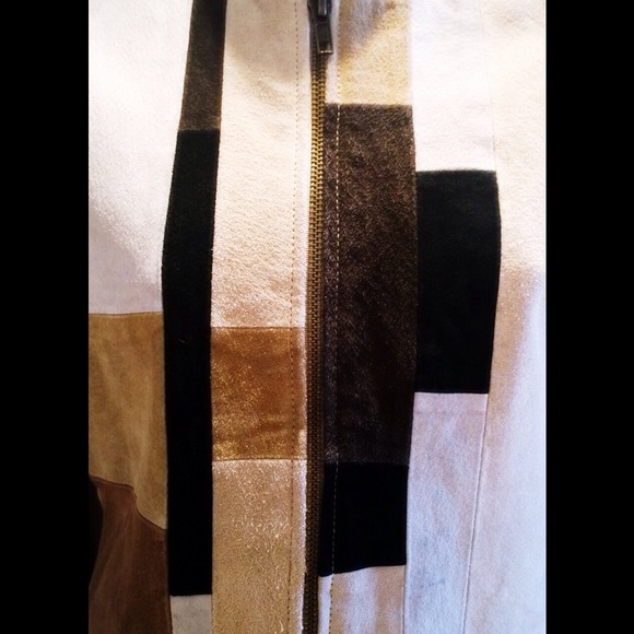 Karen Arnold Color Block Leather Jacket - Picture 3 of 4