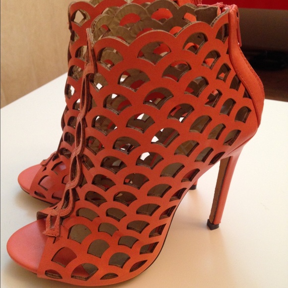 Orange Caged Heels