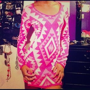 Pink Aztec Sweater Dress