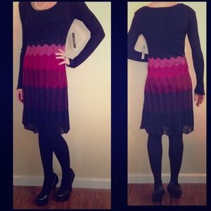 NWT Laundry by Shelli Segal Chevron Sweater Dress