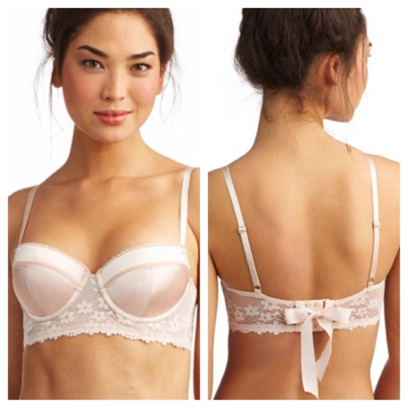 American Eagle Outfitters Accessories - NWT aerie peach satin lace bow back bra 34B